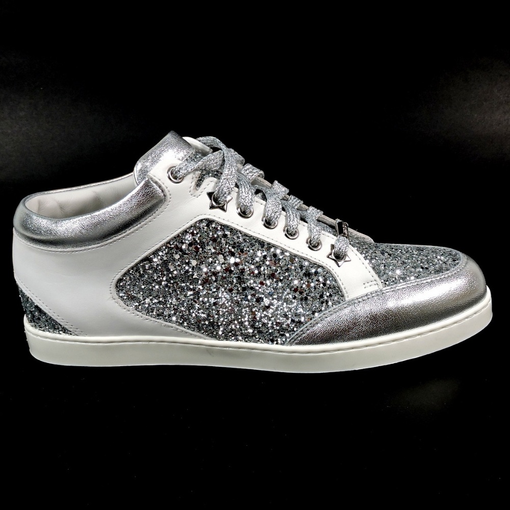 Jimmy Choo 🇮🇹 Women's White Leather  Fashion Sneakers - Picture 8 of 13